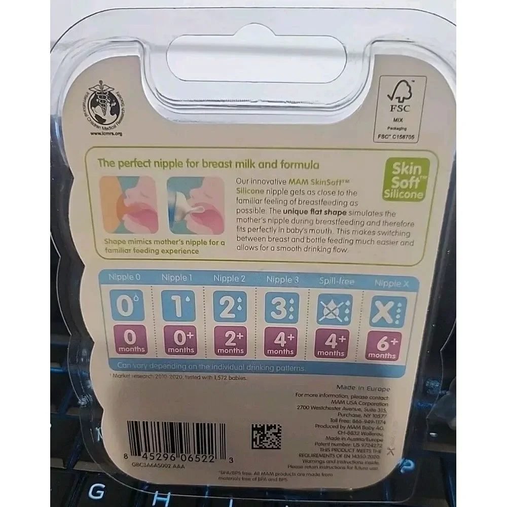 2-MAM Bottle Nipples Fast Flow Nipple Level 3‎ for 4+ Months 2 Pk Breast Feed